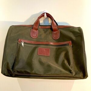 HANG TEN Travel Overnight Canvass Faux Leather  Trim Front Pocket